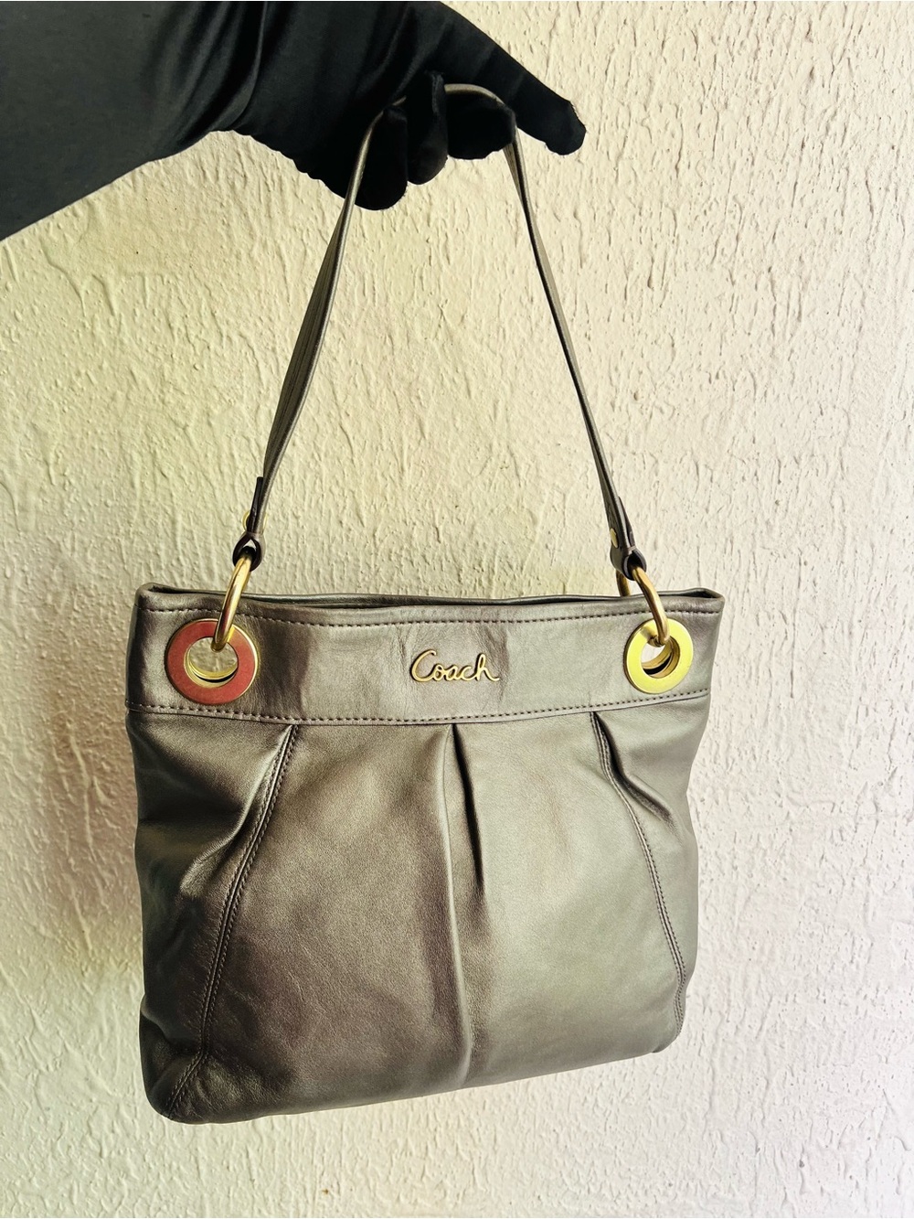 Coach Ashley Pleated Hippie Leather Shoulder Bag